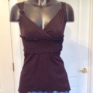 Y2K Max Studio Mesh Smock Ruffle Knot Strap Sleeveless Top USA MADE Vintage XS